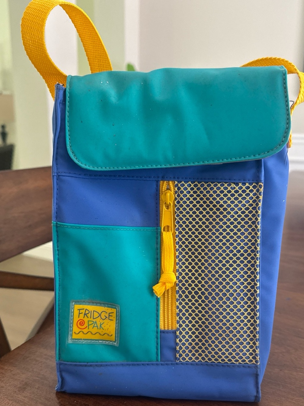 Fridge Pak Blue & Teal Insulated Lunch Bag with Yellow Accents